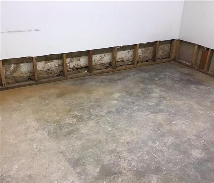 Dry flooring and flood cuts in basement.