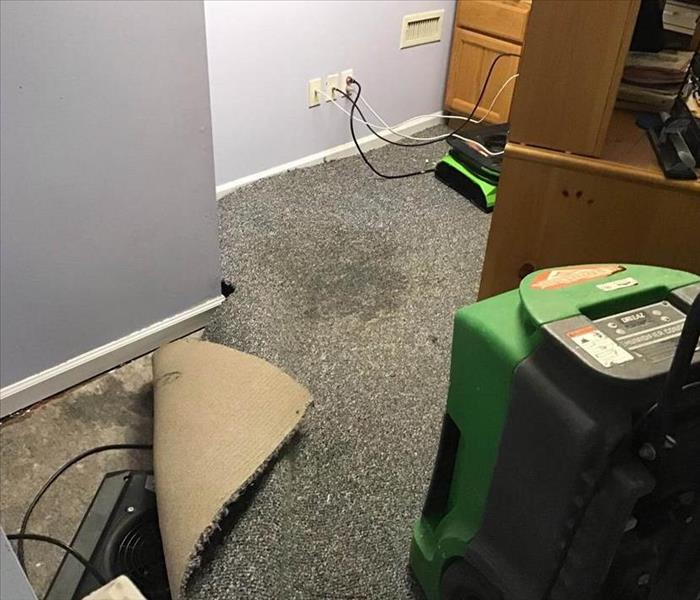 Air mover in flooded basement