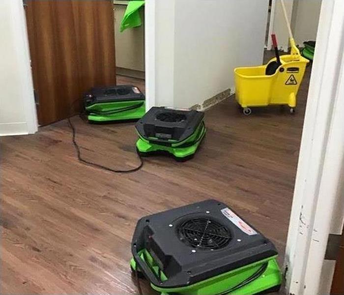 air movers placed on the floor